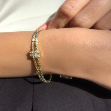  14 Ayar Altın Baget Taşlı Bileklik