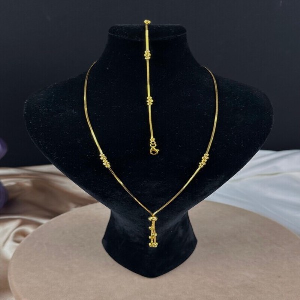 Dorika Top Püsküllü 22 Ayar Kolye & Bileklik Set