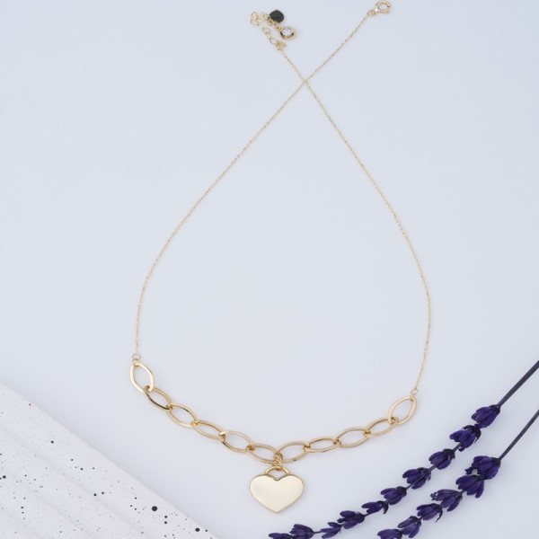 ZİNCİR DETAYLI KALPLİ KOLYE