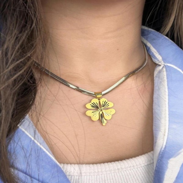 14 Ayar İtalyan Zinciri Yonca Kolye