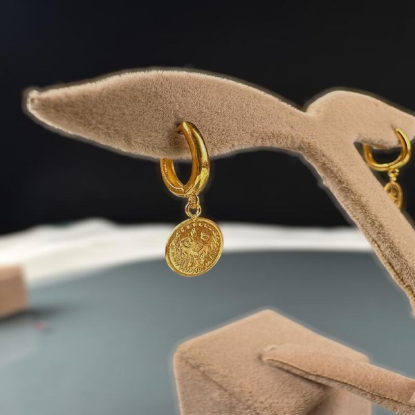 22 Ayar Osmanlı Tuğralı Sallantılı Altın Küpe